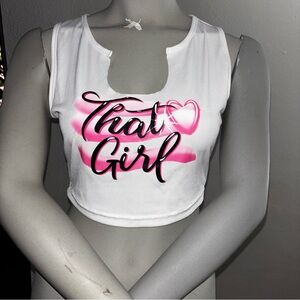 SHEIN White and Pink 'That Girl' Tank Top